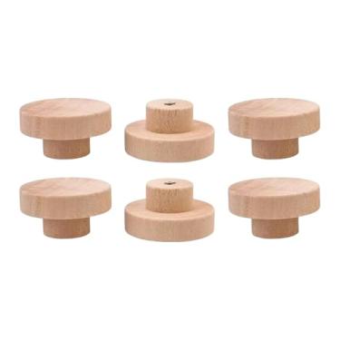 Imagem de XLWLLNJ 6x Puxadores de armário redondos de topo plano, ferragens de armário de madeira, puxadores de armário, puxadores de gaveta para gaveta, 3cmx2.5cm