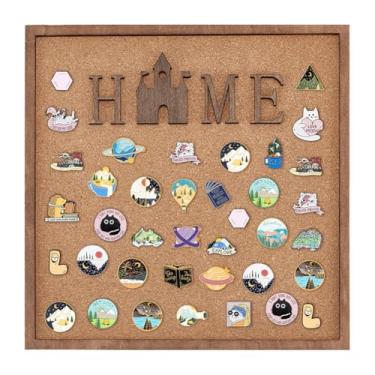 Imagem de BENECREAT Quadro quadrado de cortiça, quadro de cortiça, quadro de exibição de avisos de 30 x 30 cm, quadro de cortiça montado na parede com moldura marrom para exibição de broche, decoração de casa