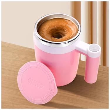 Imagem de FOVNOT Caneca autoagitada, caneca de café elétrica de 380 ml de alta velocidade com autoagitação automática para café/leite/proteína em pó (rosa)