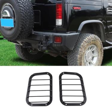 Imagem de PIUGILH Tampa traseira de farol de neblina capa de acabamento para Hummer H2 2003-2007, abajures protetor adesivo decorativo acessórios de carro (Sytle A)