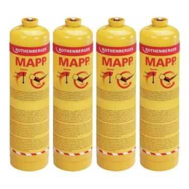 Imagem de Kit 4 Gás Mapp Pro R35539 Rothenberger Para Maçarico 400g