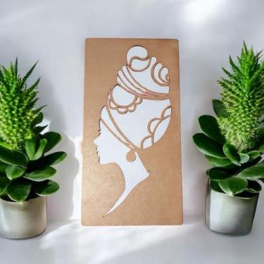Imagem de Quadro Aplique Cru Mulher Negra 30x15 em MDF 3mm com fita adesiva - Ba