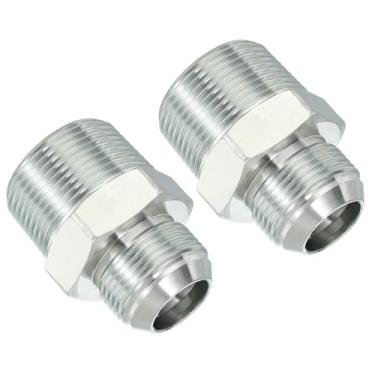 Imagem de PATIKIL Conector adaptador de tubo 1-5/40.6 cm macho 37 ° Flare JIC x 1-1/10.2 cm macho R encaixe de tubulação 2 peças conector hidráulico de encaixe de restrição de alimentação de óleo para sistema