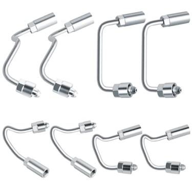 Imagem de MuHize Kit de linha de injetor de combustível de alta pressão 97371994 compatível com Chevy GMC 6.6L Duramax LMM 2006-2010 conjunto de linhas de injeção de combustível de aço inoxidável (pacote com 8)