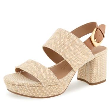 Imagem de Aerosoles Sandália feminina de salto Camilia, Ráfia natural/caramelo, 8.5 Wide