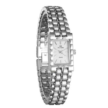 Imagem de FANMIS Relógio feminino vintage, dourado, minimalista, quadrado, ultrafino, atualizado, luxuoso, com pulseira de aço inoxidável, vestido elegante, mostrador pequeno, relógio de pulso dourado, Prata