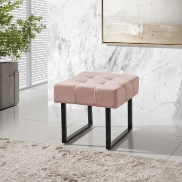 Imagem de Banqueta Puff Pés de Ferro Para Sala Quarto Decorativo - Mobigu, Rosé