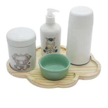 Imagem de Kit higiene bebê 5 peças Safari -  Molh Red Verde -Porcelana - Antilop