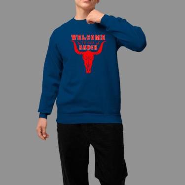 Imagem de Moletom Gola Careca Basico Casual Moda Country Inverno Blusa De Frio T