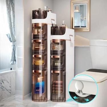 Imagem de KUPABABI Armário de armazenamento fino de banheiro de 3 camadas, armário de piso estreito com suporte de papel higiênico, organizador de armazenamento de banheiro à prova d'água para pequenos espaços