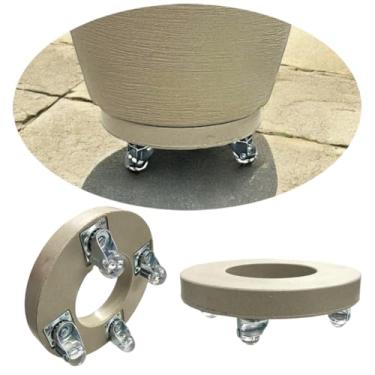 Imagem de Suporte para vaso em polietileno com rodizio de 4 rodas em gel diamentro 25 cm (BEGE, 25CM)