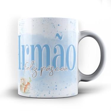 Imagem de Caneca xicara porcelana Irmão Feliz Páscoa 25 (Branco)