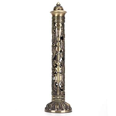 Imagem de Queimador de incenso GRCFUMo, tom de bronze de torre de incenso portátil, ornamentos artesanais de alívio para aromaterapia para aromaterapia