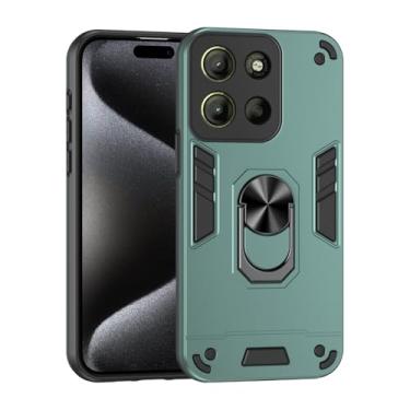 Imagem de Pzwoxukhov Compatível com Motorola Moto G15 4G, compatível com Motorola Moto G15 4G suporte embutido para carro magnético à prova de choque e antiqueda, capa verde