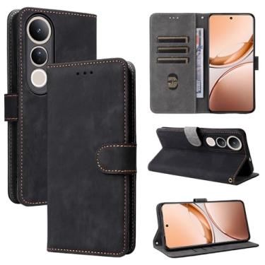 Imagem de Pzwoxukhov Capa compatível com Vivo V50 Lite 5G, compatível com Vivo V50 Lite 5G, couro PU, capa flip preta