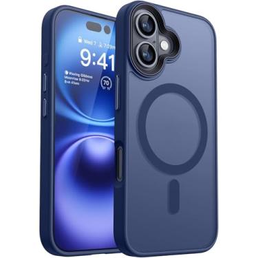 Imagem de Armor Case para iPhone 16 15 14 Matte Transparent Hybrid Hard Cover (para iPhone 16E/Azul Escuro)