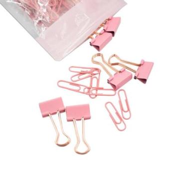 Imagem de Kit Clips e Binder Bee Unique 50un, Rosa