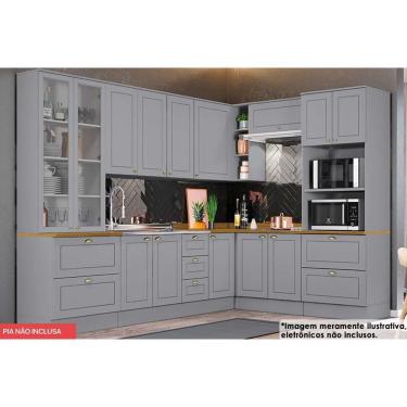 Imagem de Cozinha Completa Americana 10 Peças (3 Armários + 2 Paneleiros + 3 Balcões + 2 Complementos) C5P36 Cinza - Henn