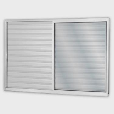 Imagem de Janela de Alumínio Veneziana de Correr 100x150cm 3 Folhas 1 Fixa com Vidro Liso Linha Soft mgm