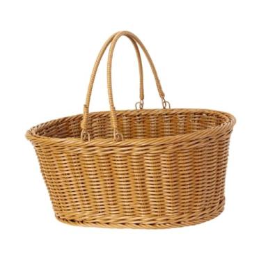 Imagem de Gralara Ratão de imitação de cesta de cesto de cesta de armazenamento de armazenamento com alça multiuso