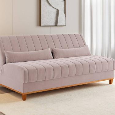 Imagem de Sofá Cama 180cm Reclinável 3 Lugares Rosa