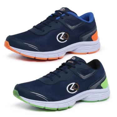 Imagem de Kit 2 Pares Tênis Masculino Esportivo Academia Treino Muscuçaão Caminhada Combo (Marinho/Verde+Marinho/Laranja, BR, Adulto, Numérico, 40)