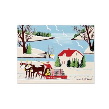 Imagem de Maud Lewis Poster-Famous Canvas Prints Reprodution-Artwork Picture Wall Art para decoração moderna de sala de estar (puxando boi) 50x65cm-19x25in sem moldura