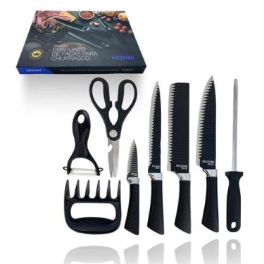 Imagem de Kit Facas Chef Churrasco Inox Antiaderente 8 Peças. - Alumínios Portel