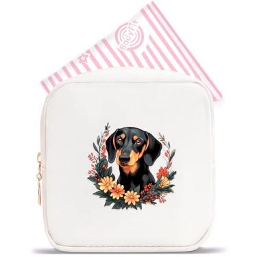 Imagem de BJDAMAI Mini bolsa de maquiagem, linda bolsa de cosméticos portátil com zíper para meninas adolescentes e crianças, pequena bolsa de armazenamento para almofada higiênica, moeda, batom, joias