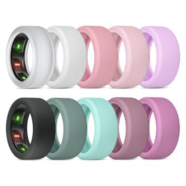 Imagem de BandRain Pacote com 10 capas para anel Oura Gen 4/4 Ceramic/Oura Gen 3/ULTRAHUMAN Ring AIR, capa protetora de silicone elástico antiarranhões para RingConn Gen 2/Gen 2 Air Mulheres Homens