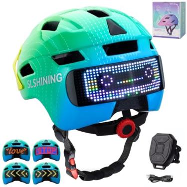 Imagem de asteron Capacete Infantil, Capacetes De Bicicleta Com Display Led Atualizado, Alta Visibilidade, 64 Padrões, Luz De Seta E Freio, Capacete Para Crianças De 3 A 5, 5 A 8, 8 A 14 Anos, Ajustável Para