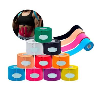 Imagem de Kit 5 Fitas Bandagem Elástica Fisioterapia Kinesio 5mx5cm - Genérica