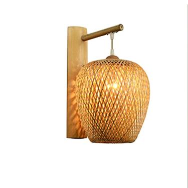 Imagem de Lâmpada De Parede De Vime Scoe Abajur De Bambu Feito à Mão Luzes De Parede Industriais Iluminação Interna De Vime Scoe Para Sala De Estar Quarto Bar Café Sala De Jantar, Base E27
