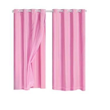 Imagem de Cortina Veda Luz Blackout Blecaute PVC Com Tecido Voil Para Janela e Porta(Rosa-280x230)