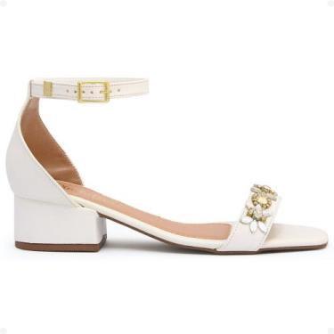 Imagem de Sandália Feminina Saltinho 4 cm Detalhes em Flor Fivela Ajustável Tend
