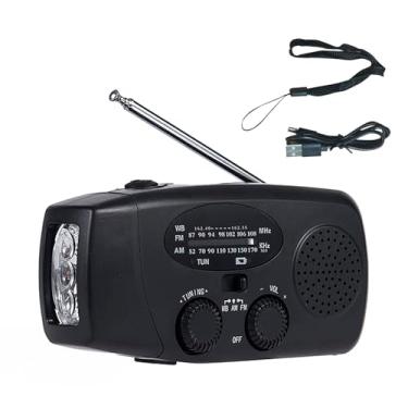 Imagem de Rádio Climática da Manivela de Emergência, 2600mAh Solar Hand Crank AM FM NOAA Radios, Com Lanterna LED, Alarme SOS, Carregador de Telefone Celular para Emergências Externas