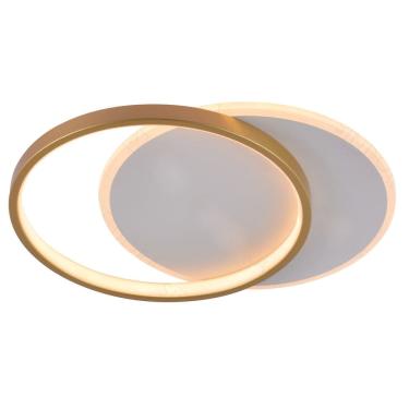 Imagem de Plafon Moderno Aros Dourado Fosco 40cm Led 36W 3 em 1 Bivolt 15696-PL