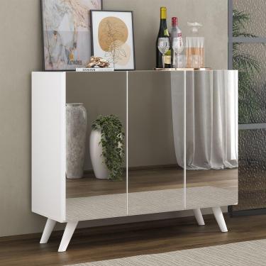 Imagem de Aparador 3 Portas Com Espelho Retrô Mp1013 Branco