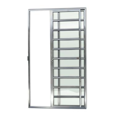 Imagem de Porta De Correr Com Travessas 2 Folhas Super Vidro Liso 210cm X 120cm Brimak Brilhante