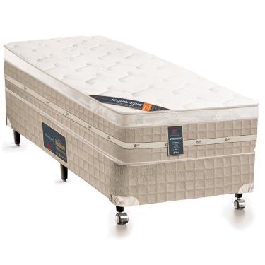 Imagem de Cama Box Solteiro Premium Com Mola Tecnopedic 69x88x188cm Castor Branco Com Bege