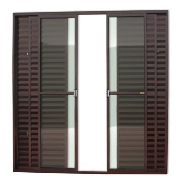 Imagem de Porta Balcão 6 Folhas Super 25 Vidro Liso 210cm X 240cm Brimak Corten