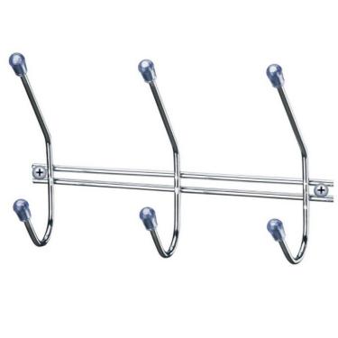 Imagem de Cabideiro Social Em Aço Cromado Utimil Com 3 Ganchos 19,7 Cm Cromado