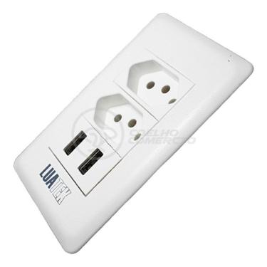 Imagem de Tomada De Parede 2 Entrada Fonte 2 Usb 5v 10a Bivolt