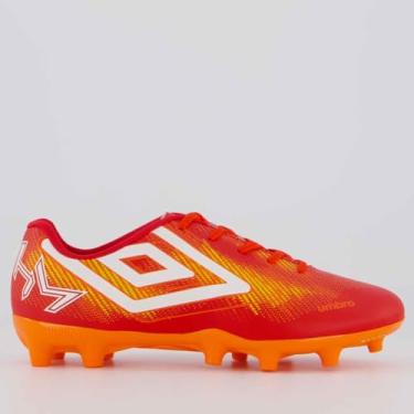 Imagem de Chuteira Umbro Heatmap Campo Vermelha e Laranja