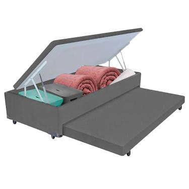 Imagem de Bicama Box com Baú Solteiro Cinza 78x188x44 V-Store
