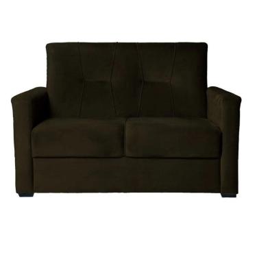 Imagem de Sofá Pequeno 2 Lugares 1,35 Porta Controle No Braço Alice Marrom Escuro