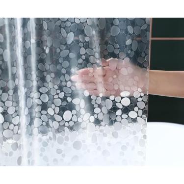 Imagem de Forro de cortina de chuveiro 190,5 cm de comprimento, cortina de chuveiro resistente de plástico impermeável com 3 ímãs ponderados, padrão de seixos, sem cheiro químico, forro de cortina para box de