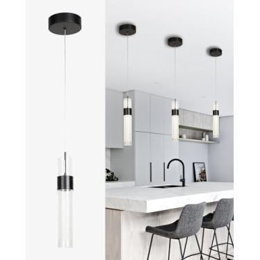 Imagem de TUOPU Luminárias Pendentes Para Cozinha, Ilha, Estilo Fazenda, Pretas, Com Led Integrado, Cordão Ajustável, Pendurar, Sala De Jantar, Quarto, Corredor (1 Unidade)