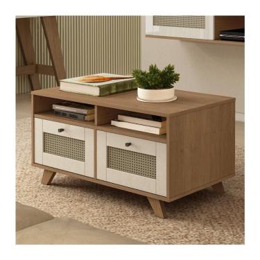 Imagem de Mesa de Centro Retangular 2 Gavetas 91cm Retrô Multimóveis CR45313