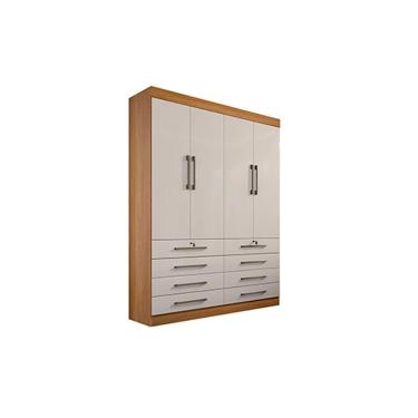 Imagem de Guarda-Roupa 4 Portas 8 Gavetas Cinamomo/Off Mônaco1.6 D`Doro